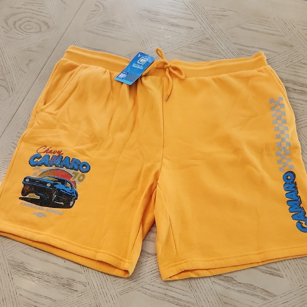 NWT General Motors Chevy Camaro Men's Athletic Shorts - Orange Size XL